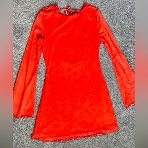 Vibrant Red Long Sleeve dress